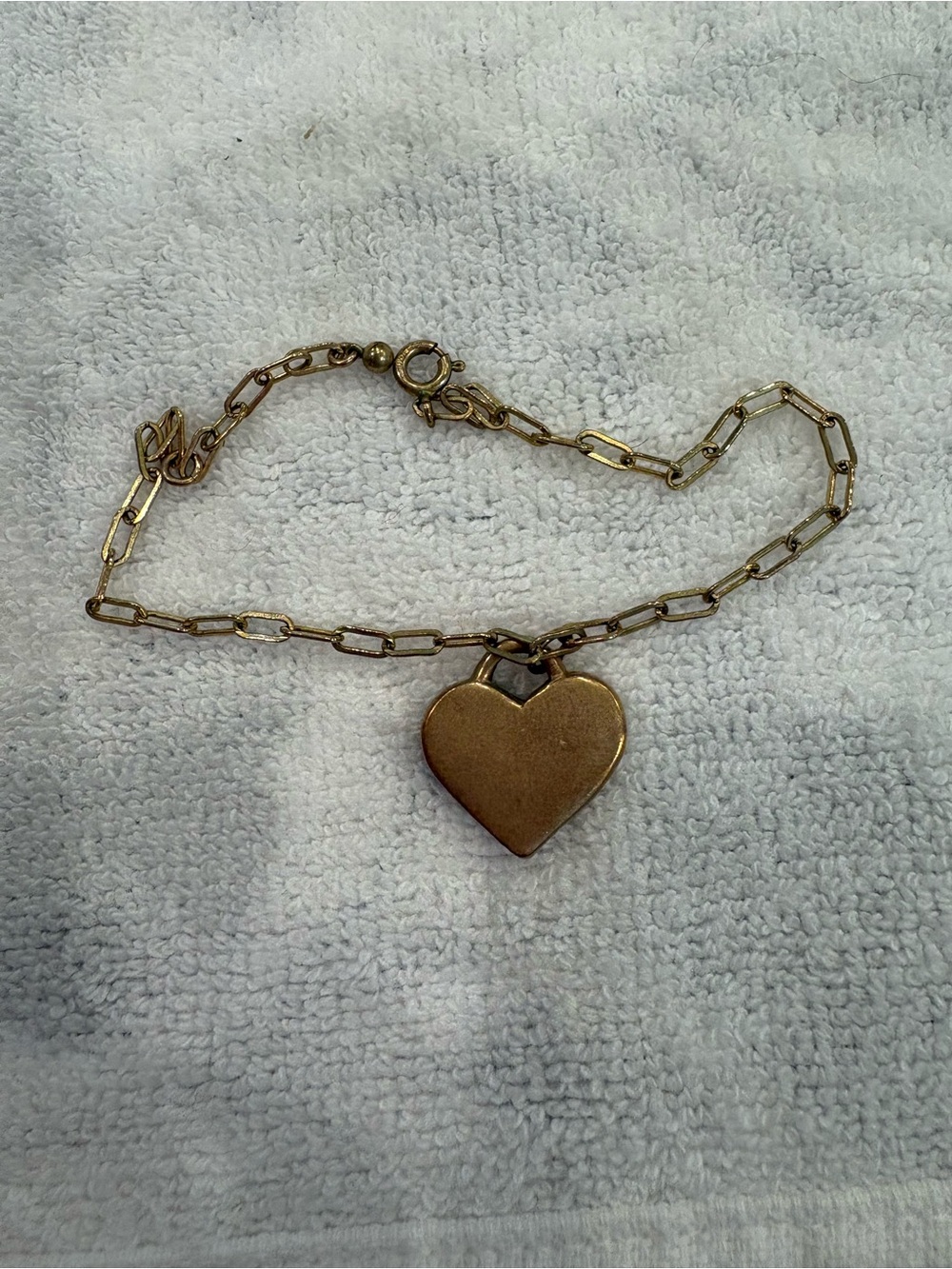 Bronze Heart Pendant Paper Clip Bracelet